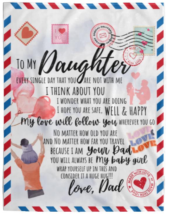 I Think About You Love Dad Daughter Blanket