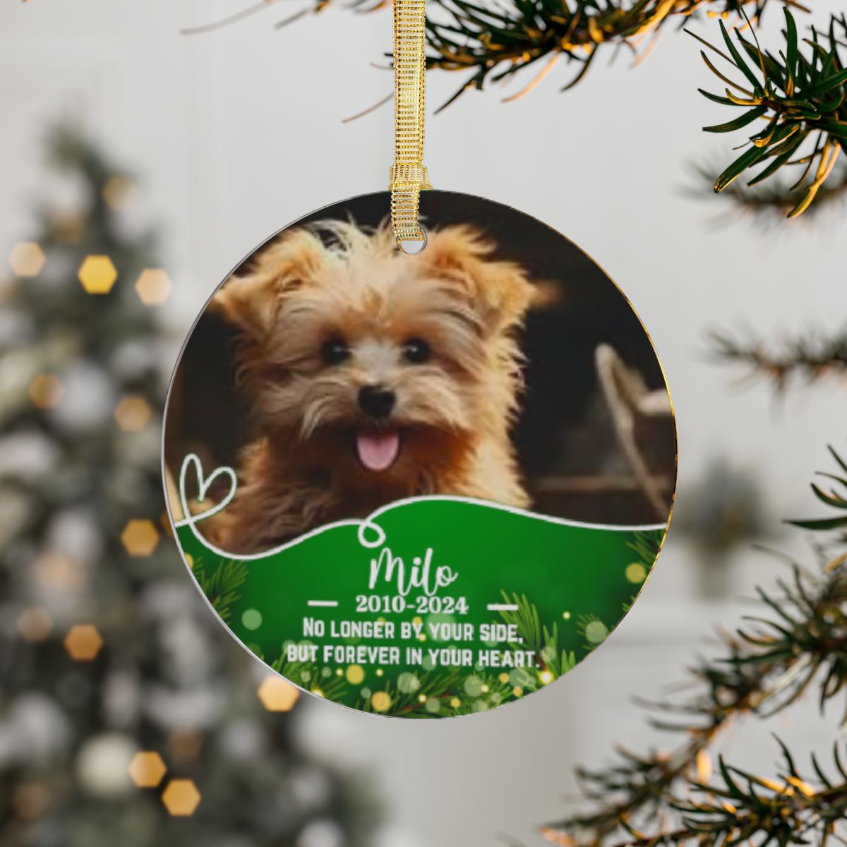 Personalized Memorial Acrylic Round Ornaments - White Text