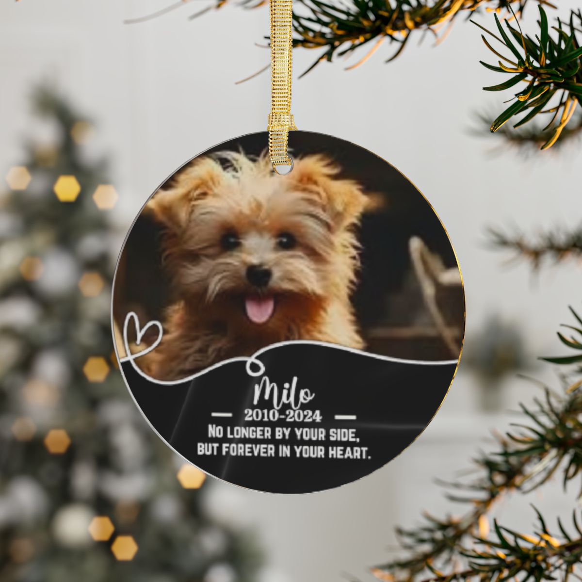 Personalized Memorial Acrylic Round Ornaments - White Text