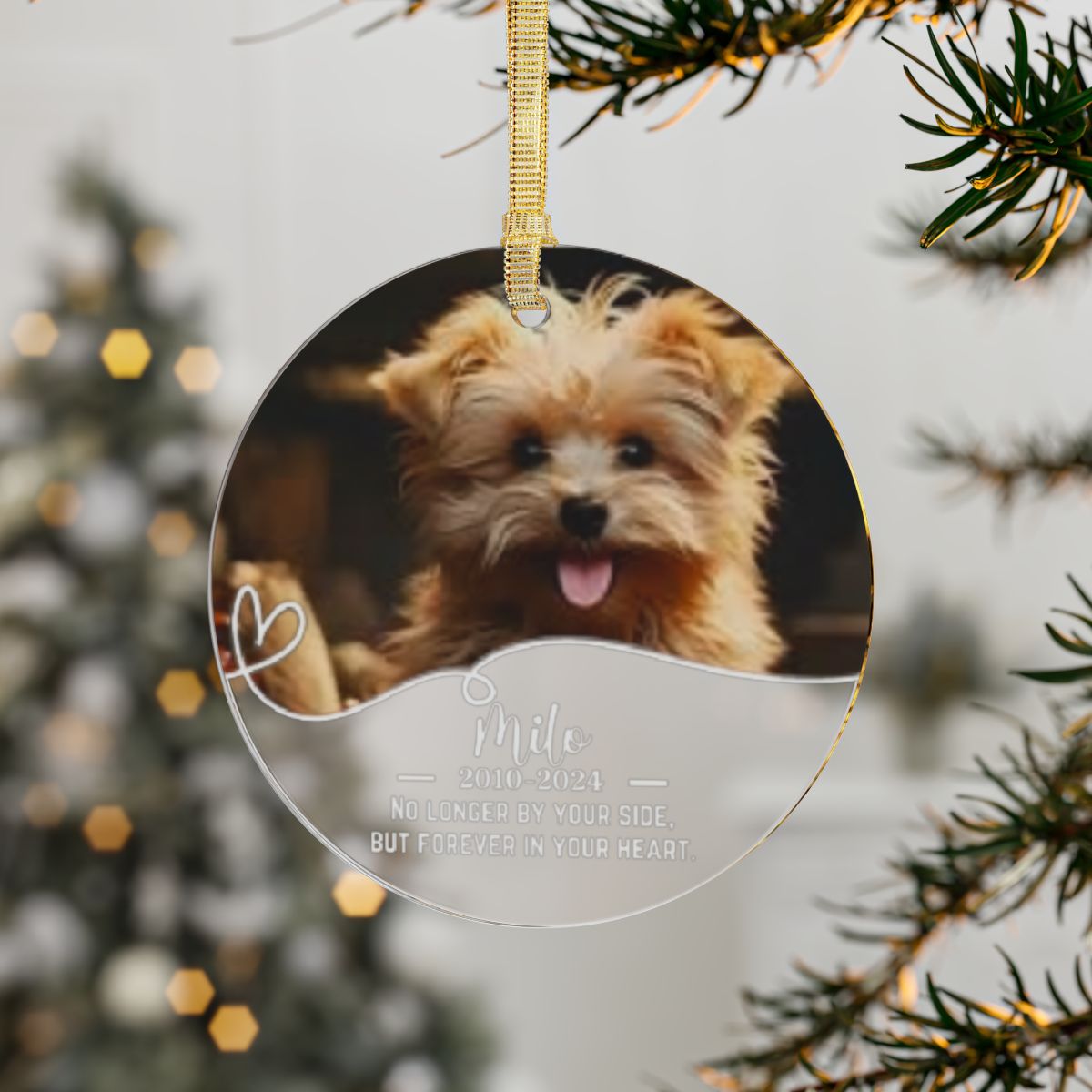 Personalized Memorial Acrylic Round Ornaments - White Text