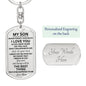 To My Son | As You Grow Swivel Dog Tag Key chain