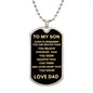 TO MY SON ALWAYS REMEMBER FROM DAD DOG TAG NECKLACE #LG_DT_AR_S_D