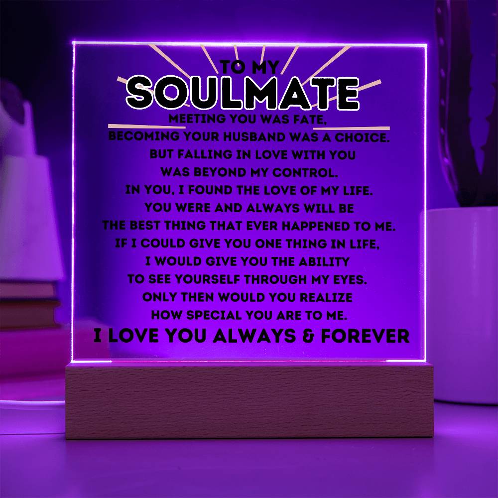 To My Soulmate Meeting You was Fate Square Acrylic Plaque w/LED Base