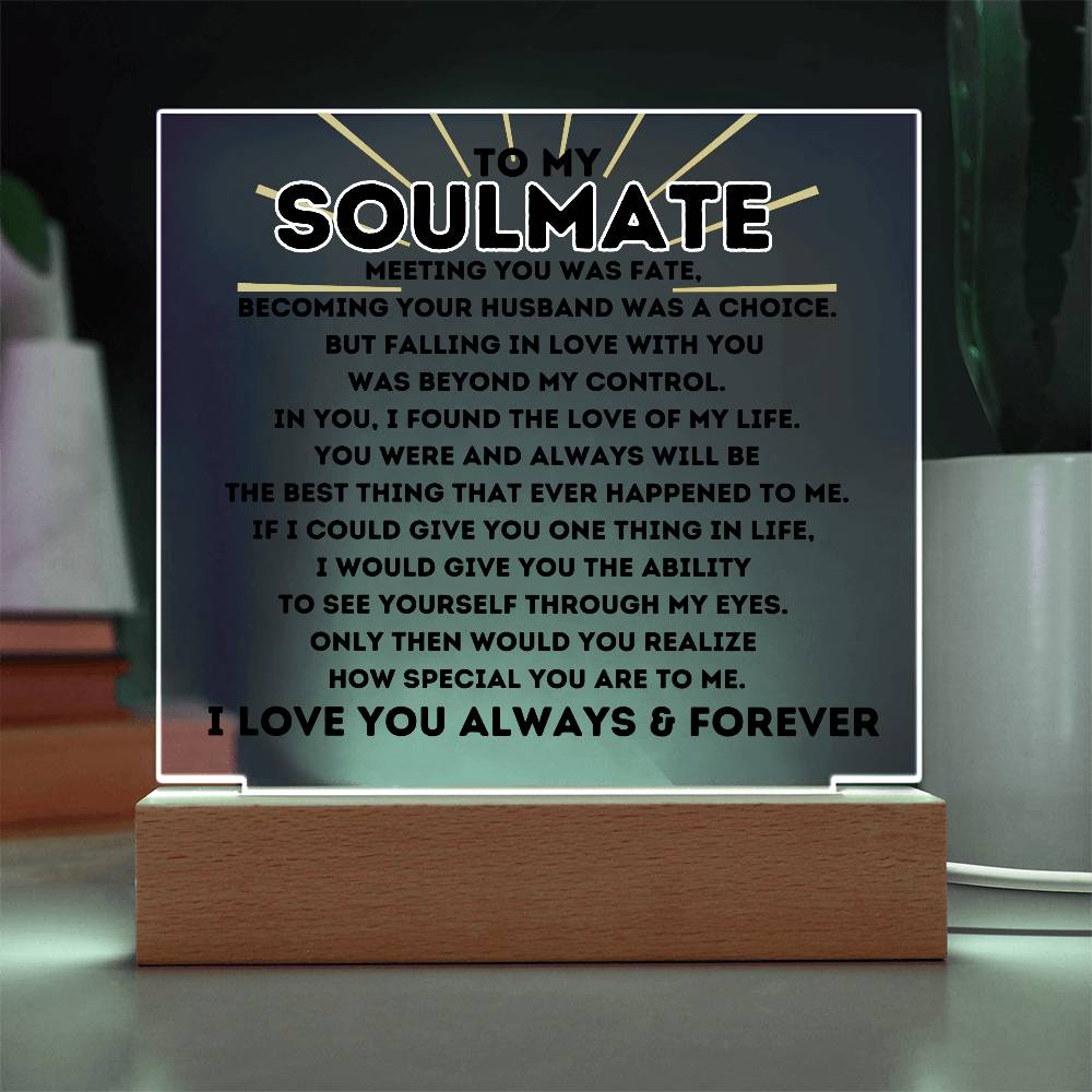 To My Soulmate Meeting You was Fate Square Acrylic Plaque w/LED Base