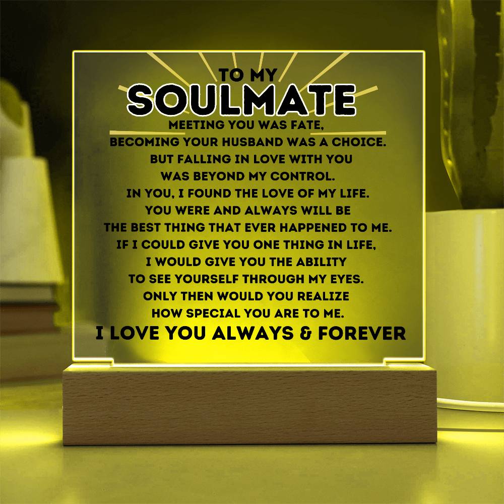 To My Soulmate Meeting You was Fate Square Acrylic Plaque w/LED Base