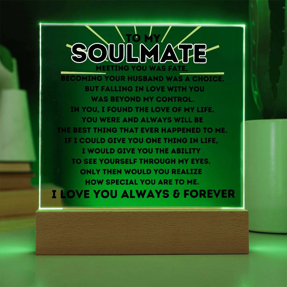 To My Soulmate Meeting You was Fate Square Acrylic Plaque w/LED Base