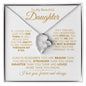 TO MY BEAUTIFUL DAUGHTER LOVE KNOT NECKLACE #LG_BG_WHT_GLD_FL