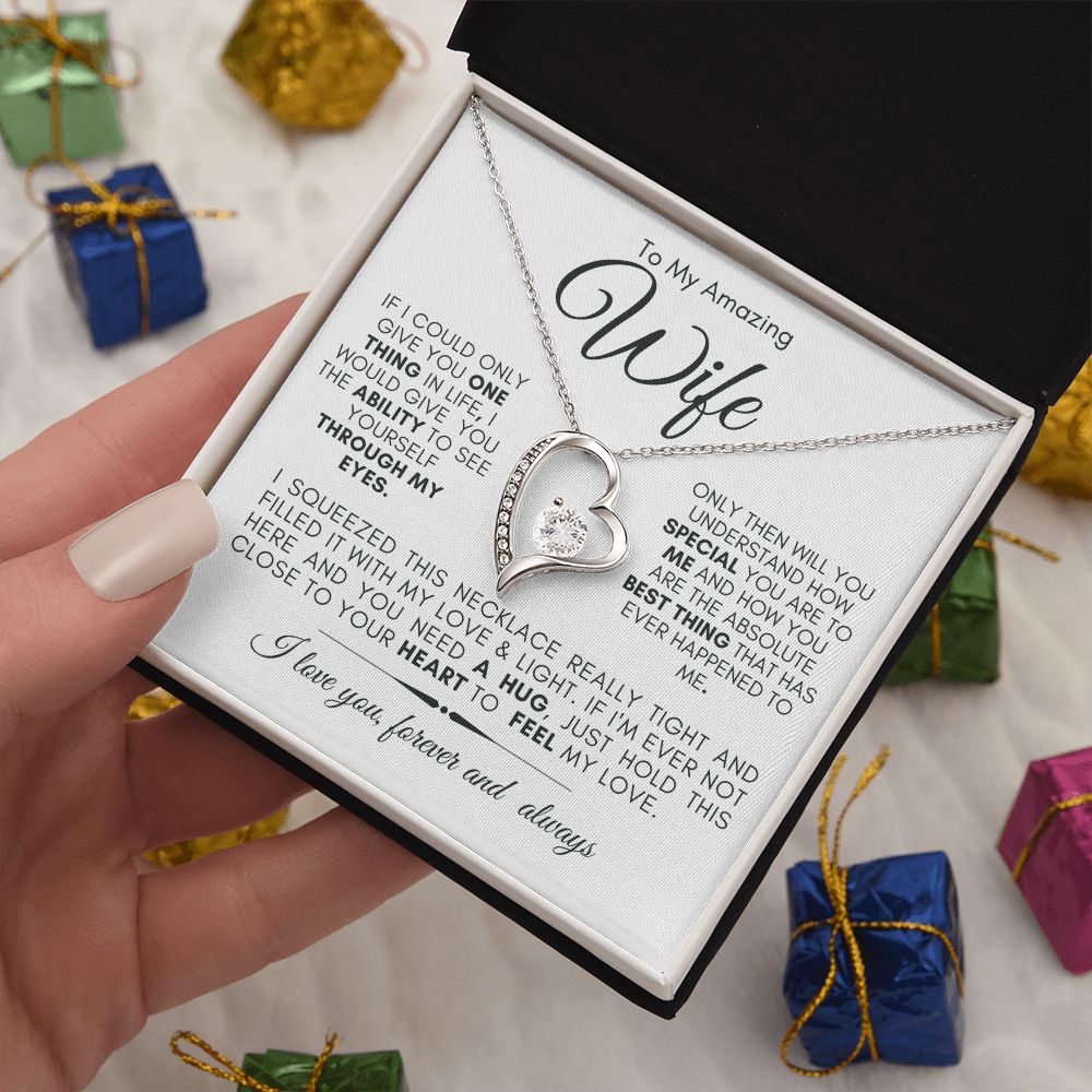 TO MY AMAZING WIFE FOREVER LOVE NECKLACE #LG_AM_WF_WHT_BLK