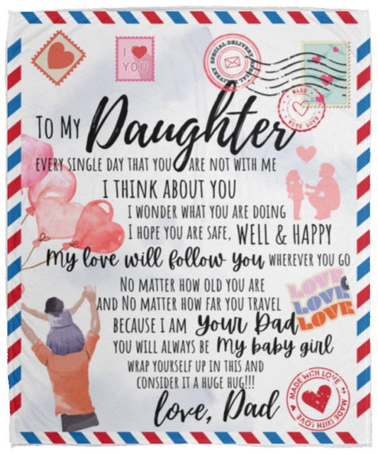 I Think About You Love Dad Daughter Blanket