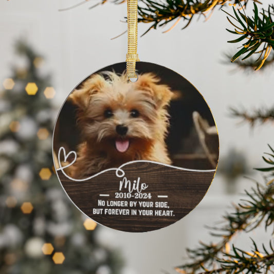 Personalized Memorial Acrylic Round Ornaments - White Text