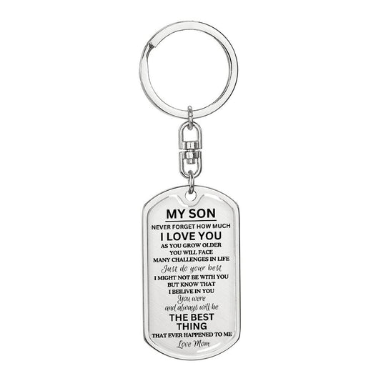 To My Son | As You Grow Swivel Dog Tag Key chain