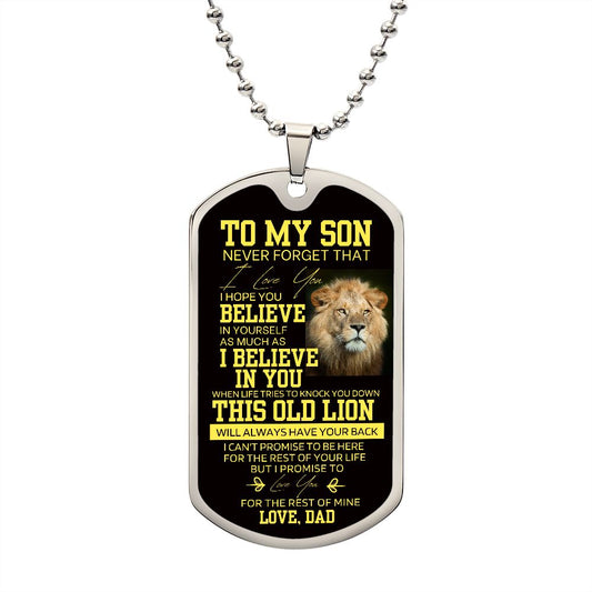 TO MY SON NEVER FORGET DOG TAG #LG_DT_LION