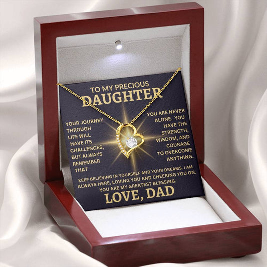 To My Precious Daughter Forever Love Necklace | Love Dad | #Blk/Gld_MC