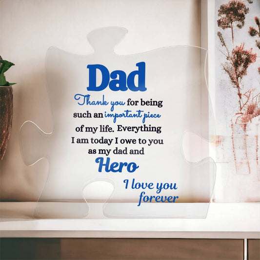 Dad Important Piece And Hero | Acrylic Puzzle #LGAPPH - BBLK