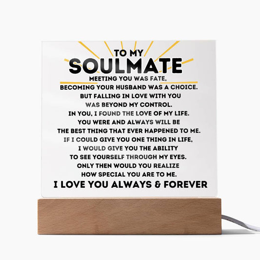 To My Soulmate Meeting You was Fate Square Acrylic Plaque w/LED Base