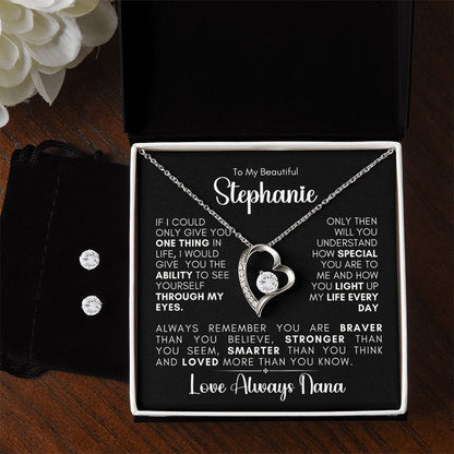 Personalized Message Card | Through My Eyes Forever Love Necklace -1127 C