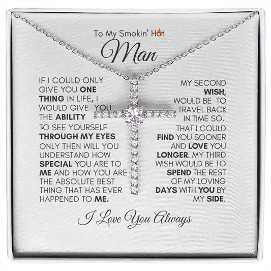 TO MY SMOKIN' HOT MAN CZ CROSS #LG_SH_MAN_WHT_BLK