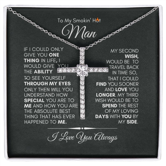TO MY SMOKIN' HOT MAN CZ CROSS #LG_SH_MAN_BLK_WHT