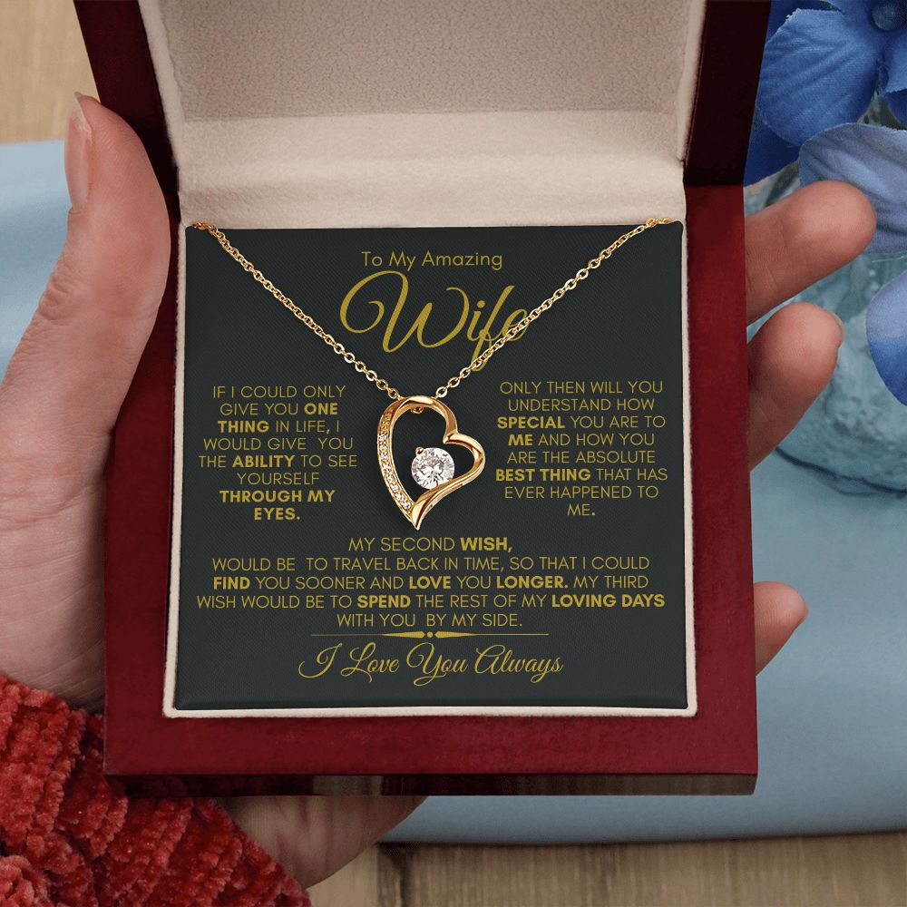 TO MY AMAZING WIFE FOREVER LOVE NECKLACE #LG_SH_WF_BLK_GLD