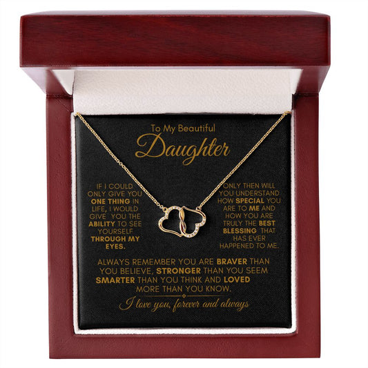 TO MY BEAUTIFUL DAUGHTER EVERLASTING LOVE NECKLACE #LG_BD_BLK_GLD_EL