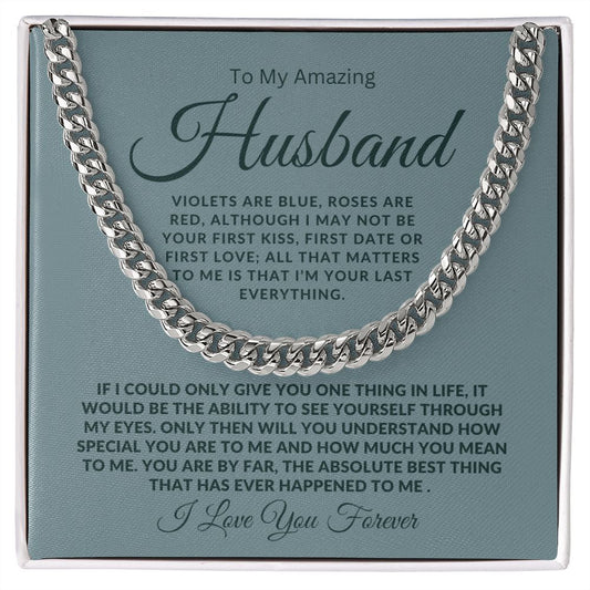 TO MY AMAZING HUSBAND CUBAN LINK CHAIN #LG_AM_GRY_BLU