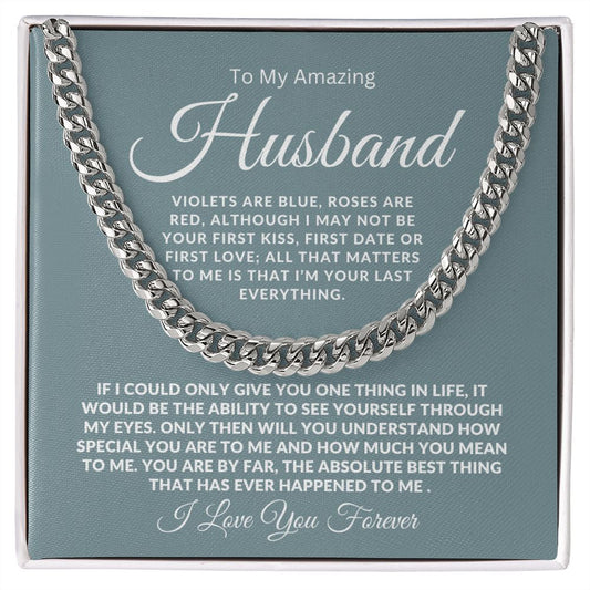 TO MY AMAZING HUSBAND CUBAN LINK CHAIN #LG_AM_GRY_WHT