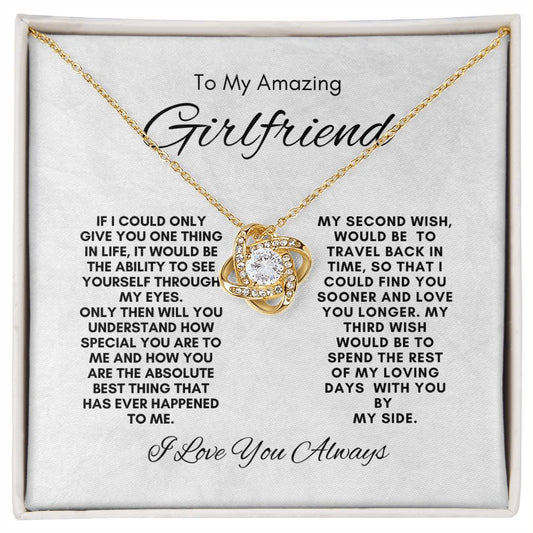 TO MY AMAZING GIRLFRIEND LOVE KNOT NECKLACE #LG_AM_GF_WHT_BLK_LK