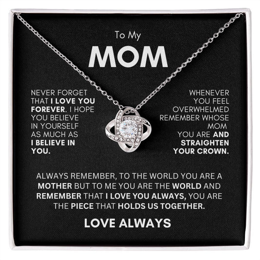 TO MY MOM LOVE KNOT NECKLACE #LG_M-BLK_WHT_LK