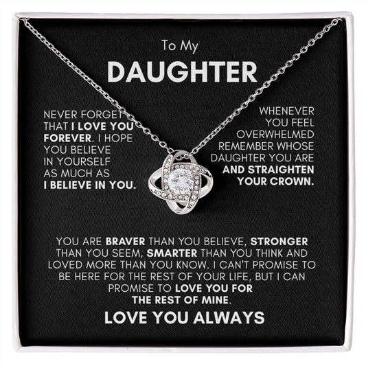 TO MY ĎAUGHTER KNOT LOVE NECKLACE #LG_BLK_WHT_KL