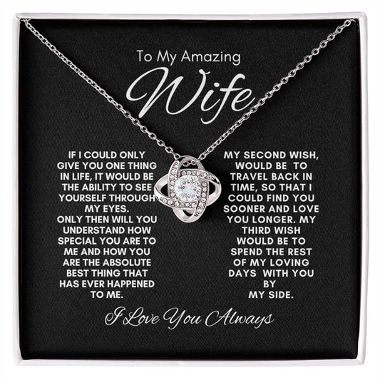 TO MY AMAZING WIFE LOVE KNOT NECKLACE #LG_BLK_WHT_WF