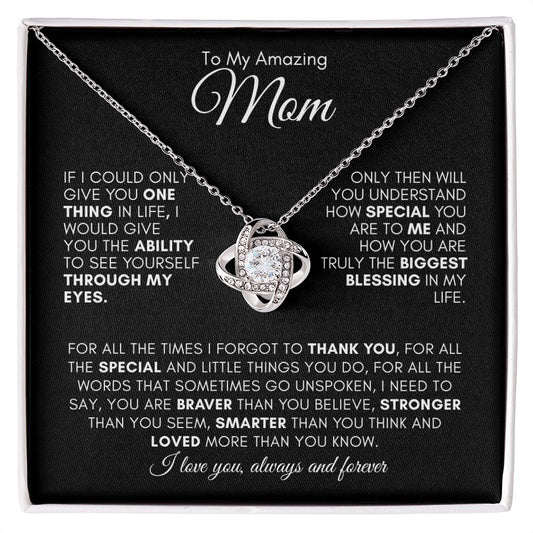 TO MY AMAZING MOM LOVE KNOT NECKLACE #LG_AM_BLK_WHT_LK