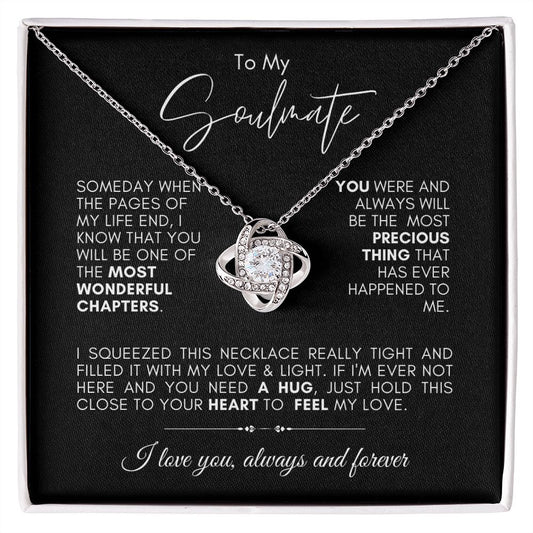 TO MY SOULMATE LOVE  KNOT NECKLACE #LG_SM_BLK_WHT LK