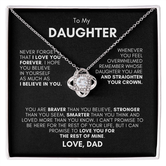 TO MY DAUGHTER LOVE KNOT NECKLACE #LG_BLK_WHT_LK_LD
