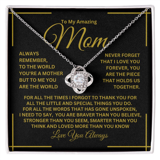 TO MY AMAZING MOM LOVE KNOT NECKLACE