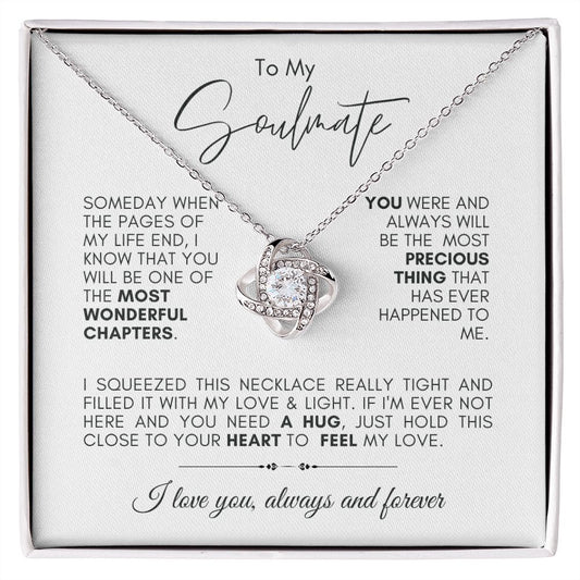 TO MY SOULMATE LOVE KNOT NECKLACE #LG_SM_WHT_BLK_LK
