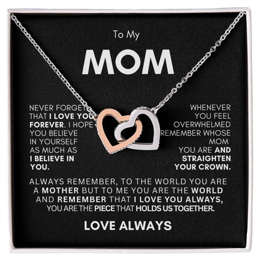 TO MY MOM INTERLOCKING NECKLACE #LG_BLK_WHT_IH