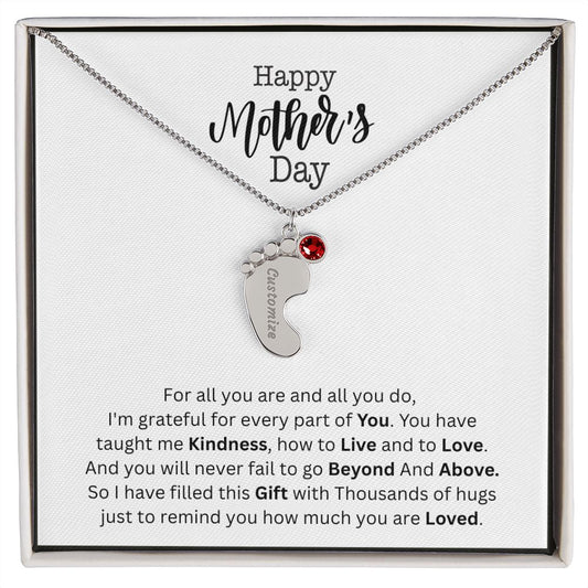 HAPPY MOTHER'S DAY CUSTOMIZABLE BABY FEET NECKLACE | PRMC41723LC