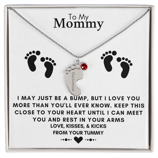 TO MY MOMMY MAY JUST BE A BUMP BABY FEET NECKLACE | PR040323