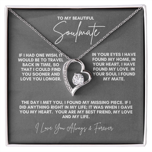 TO MY BEAUTIFUL SOULMATE FOREVER LOVE NECKLACE #LG_BF_SM_TBLK_WHT_FL