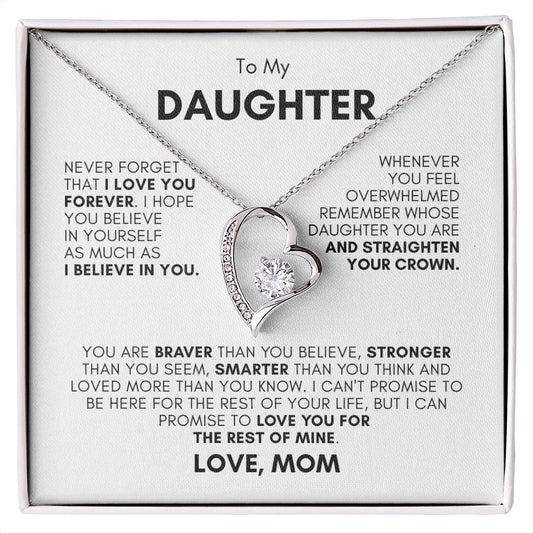 TO MY DAUGHTER FOREVER LOVE NECKLACE #LG_WHT_BLK_FL_LM