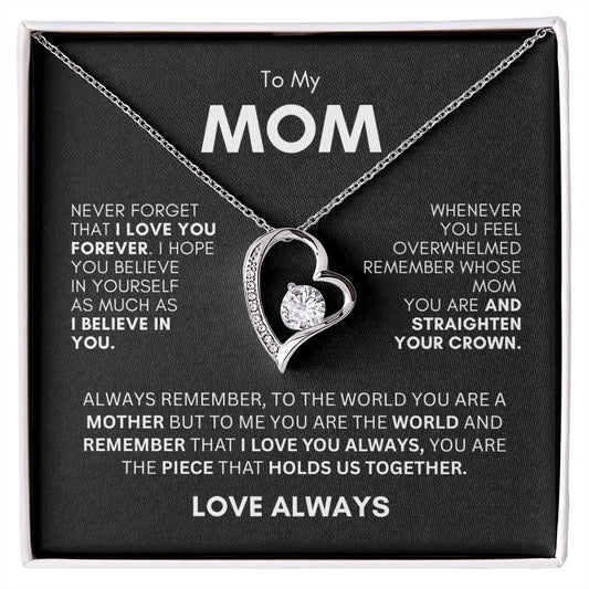 TO MY MOM FOREVER LOVE NECKLACE #LG_M-BLK_WHT_FL