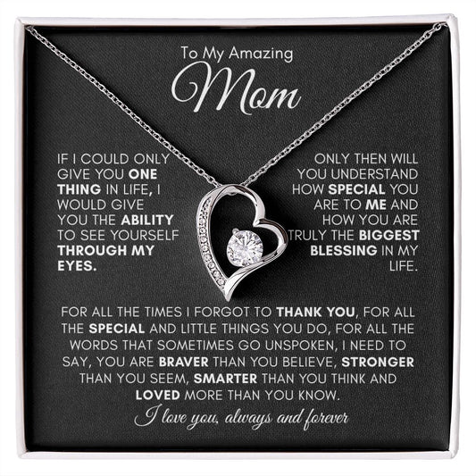 TO MY AMAZING MOM FOREVER LOVE NECKLACE #LG_AM_BLK_WHT_FL