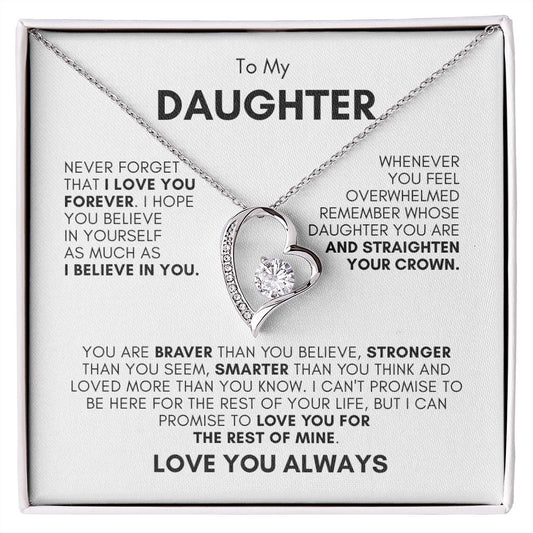 TO MY DAUGHTER FOREVER LOVE NECK #LG_WHT_BLK_FL
