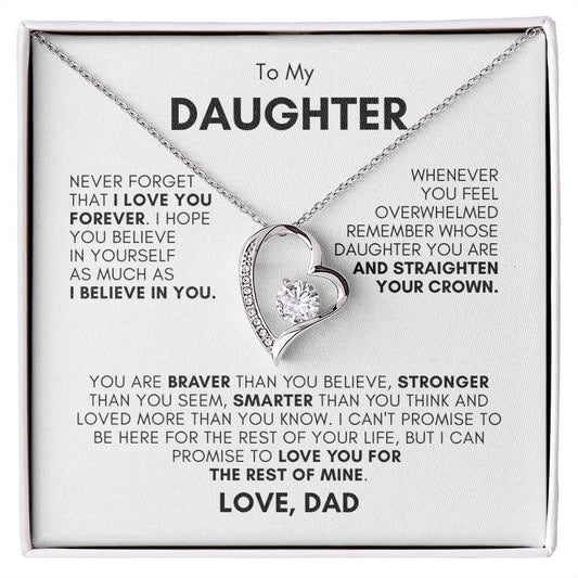 TO MY DAUGHTER FOREVER LOVE NECKLACE #LG_WHT_BLK_FL_LD