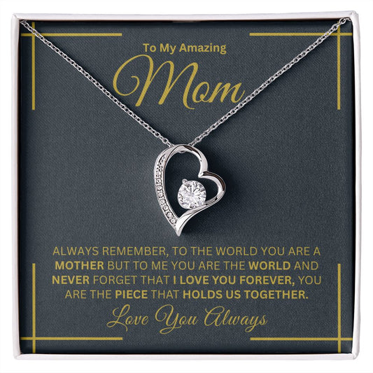 TO MY AMAZING MOM FOREVER LOVE NECKLACE #LGAM_M_BLK_GLD_FL