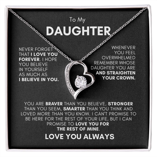 TO MY BEAUTIFUL DAUGHTER FOREVER LOVE  NECKLACE #LG_BG_BLK_WHT_FL