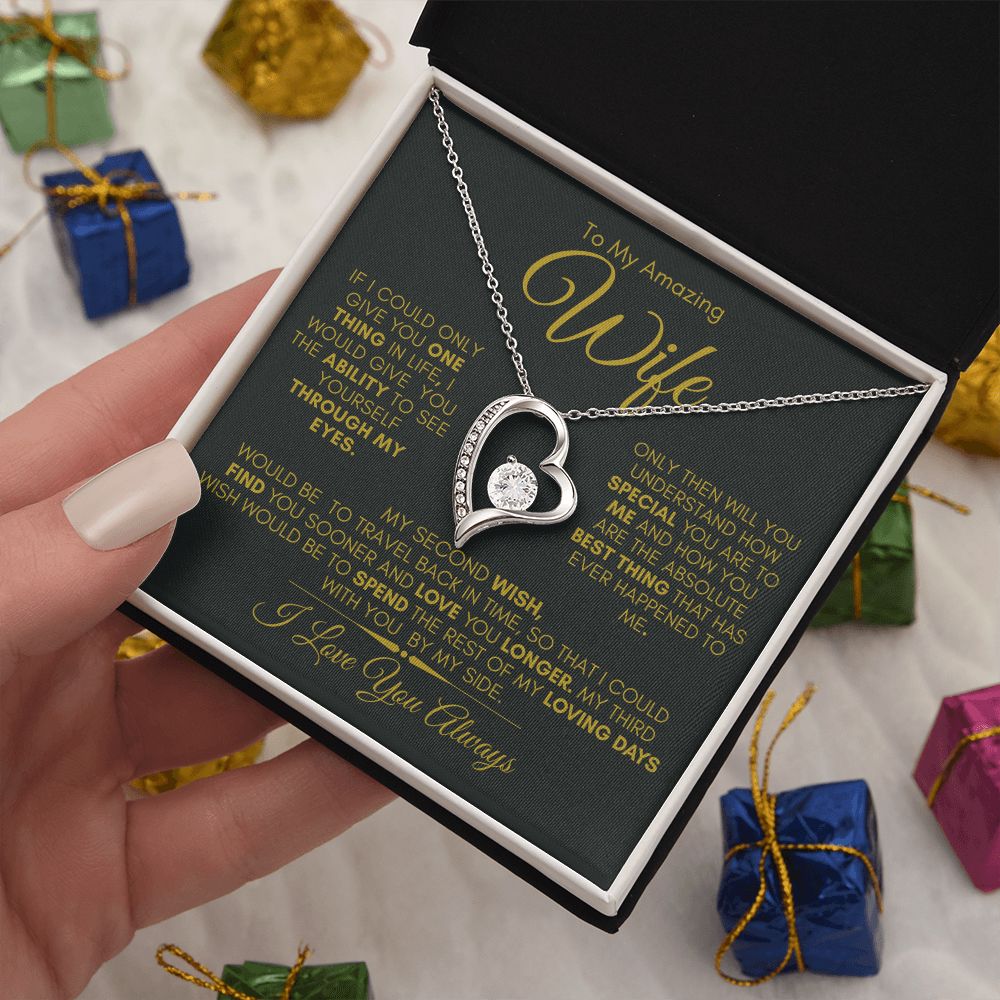 TO MY AMAZING WIFE FOREVER LOVE NECKLACE #LG_SH_WF_BLK_GLD