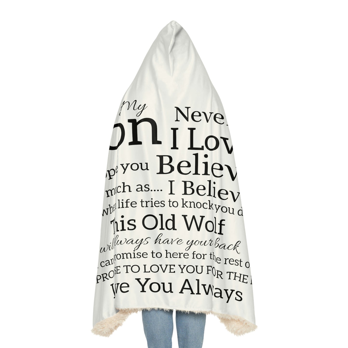 TO MY SON NEVER FORGET HOODED BLANKET - WHITE